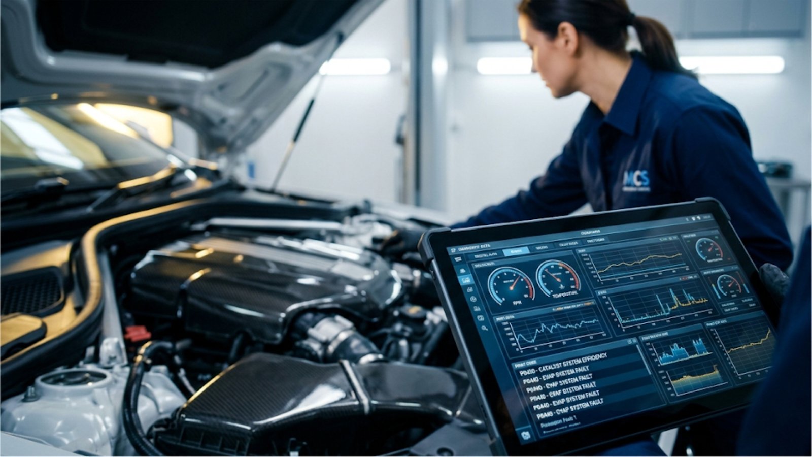 engine warning signs Orlando – mechanic inspecting car engine at MCS Mechanical